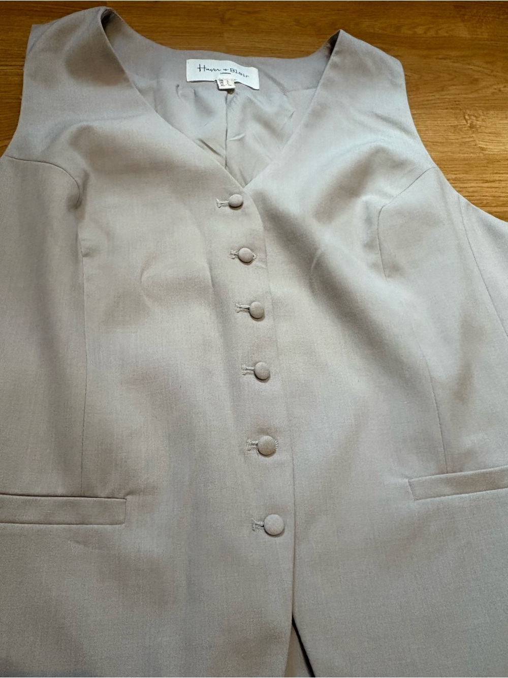 Haver & Blair Women's Sleeveless Tailored Vest in Light Taupe - Picture 2 of 8